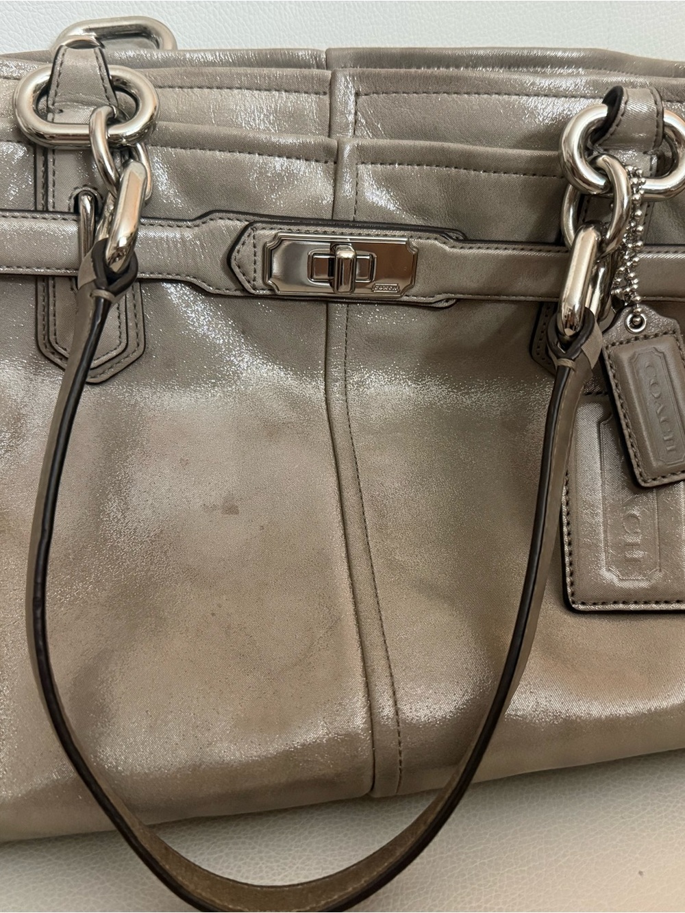 Coach Platinum Metallic East West Jayden Shoulder Bag